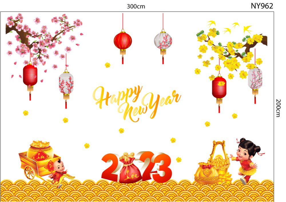 Combo Decal Trang Trí Tết Tết Phát Tài 2023
