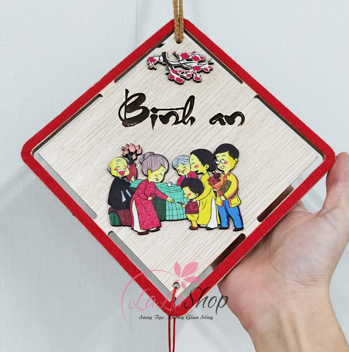 Lộc Treo Tết Chữ Bình An Gỗ Treo Cửa Ngày Tết Cao Cấp