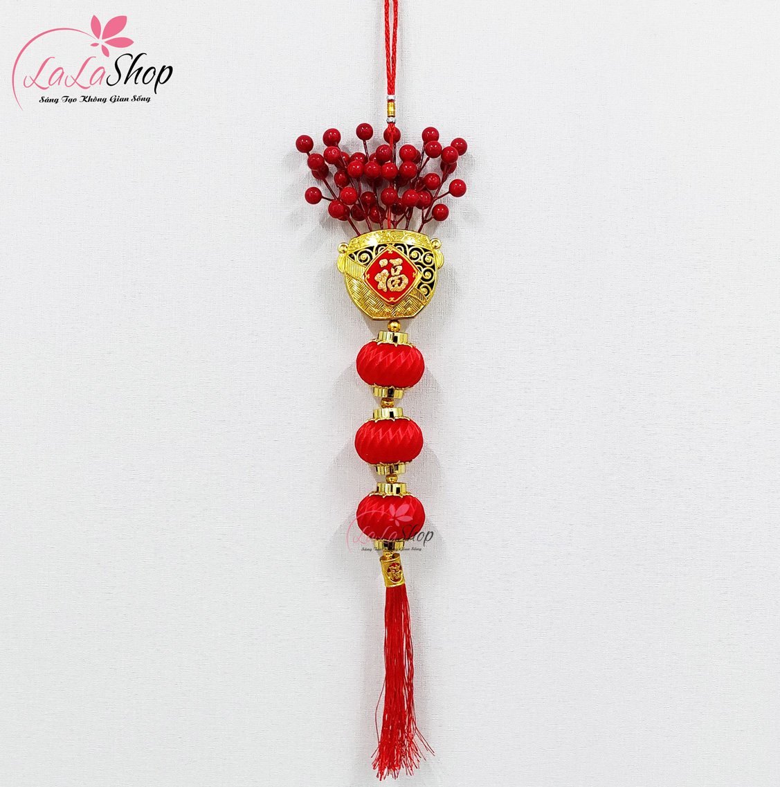 Dây lộc treo chữ phúc lồng đèn may mắn trang trí tết mẫu 2