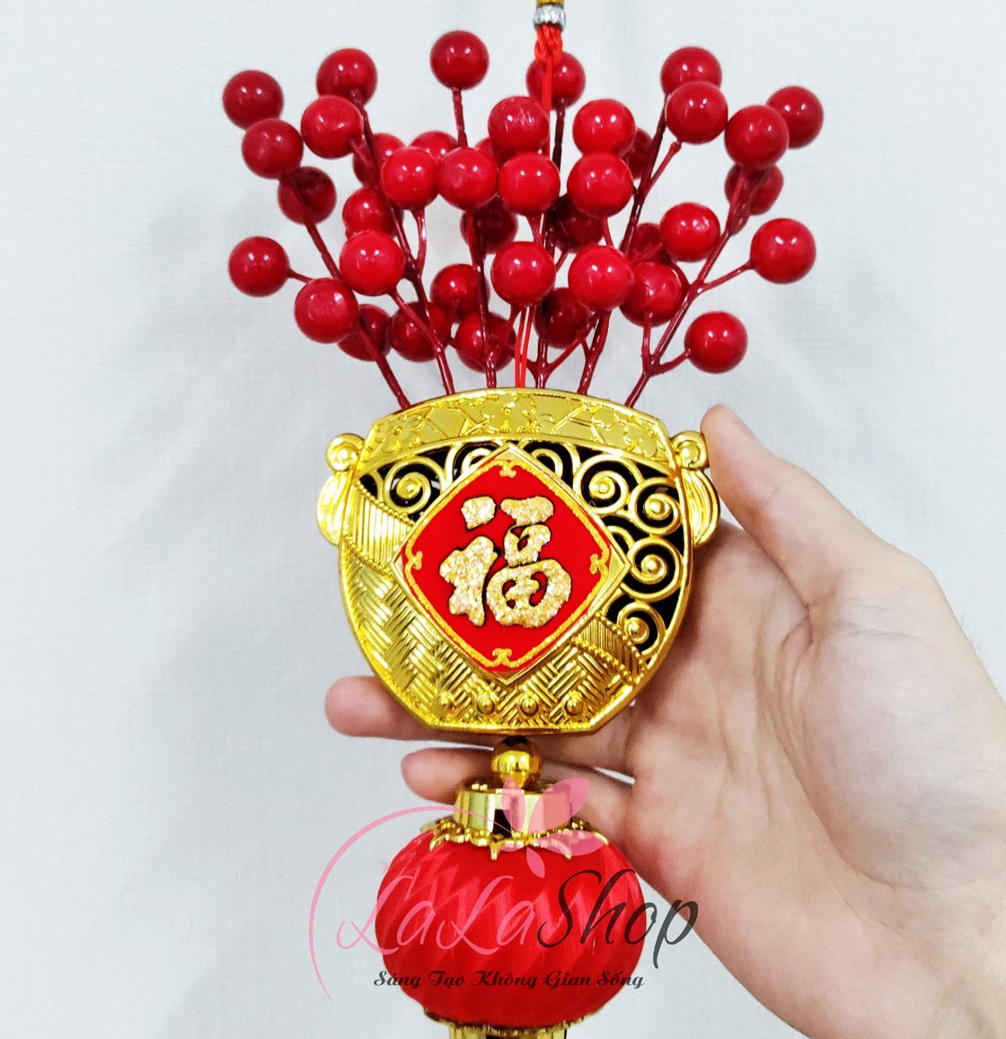 Dây lộc treo chữ phúc lồng đèn may mắn trang trí tết mẫu 2