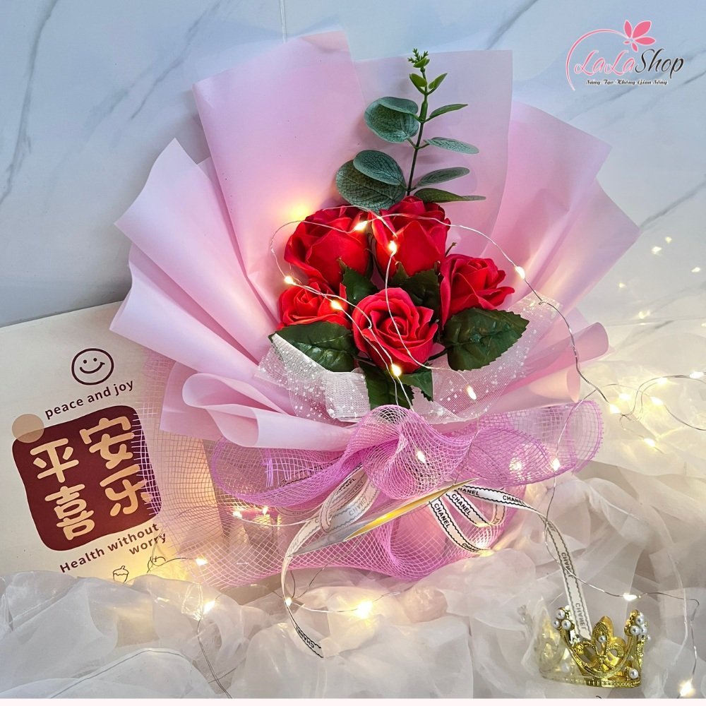 Bó 5 Hoa Hồng Sáp Thơm (Nhiều Mẫu) - Tặng kèm thiệp