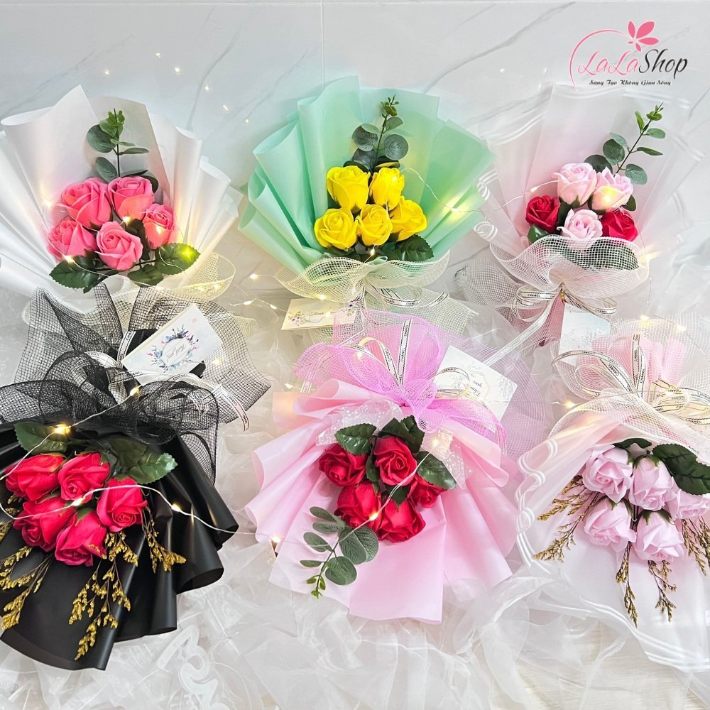 Bó 5 Hoa Hồng Sáp Thơm (Nhiều Mẫu) - Tặng kèm thiệp