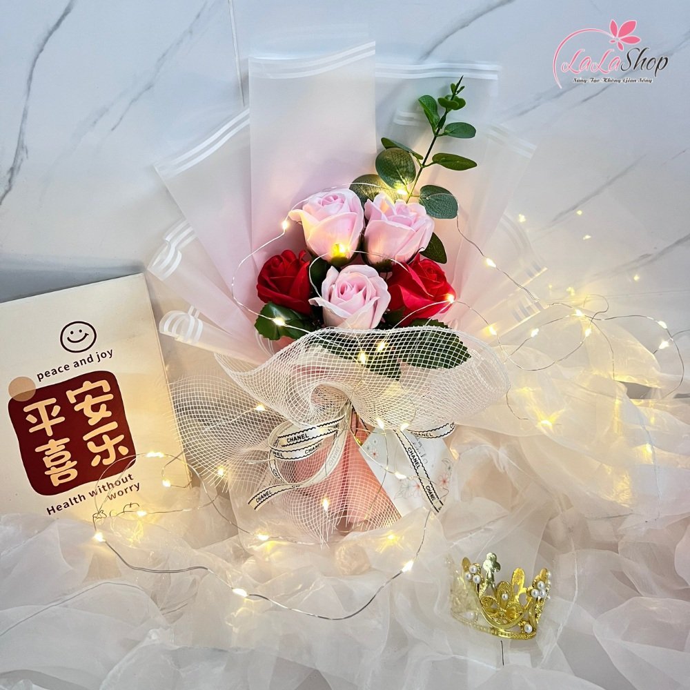 Bó 5 Hoa Hồng Sáp Thơm (Nhiều Mẫu) - Tặng kèm thiệp