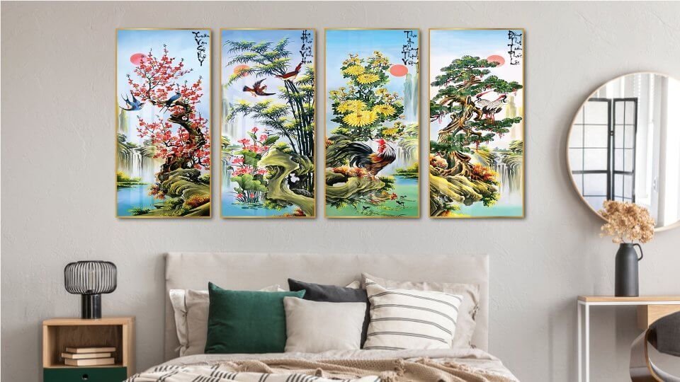 Những bức tranh đẹp treo phòng ngủ lãng mạn nhất 2023 tại Lala