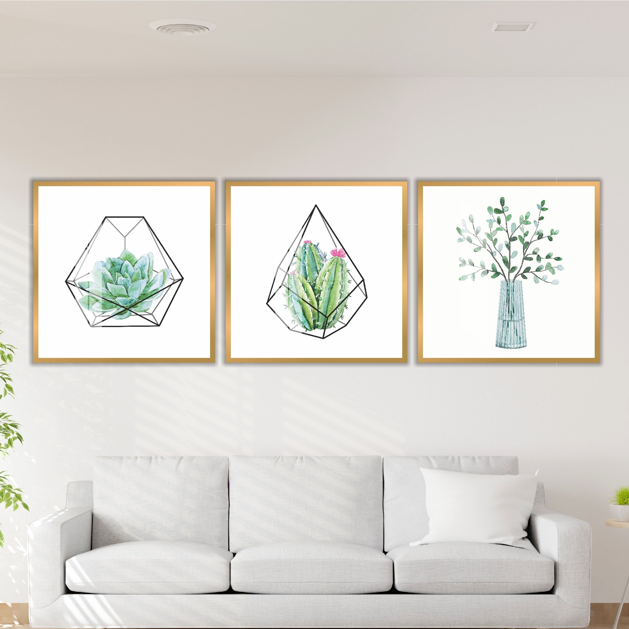 Tranh treo tường xương rồng nghệ thuật hình học