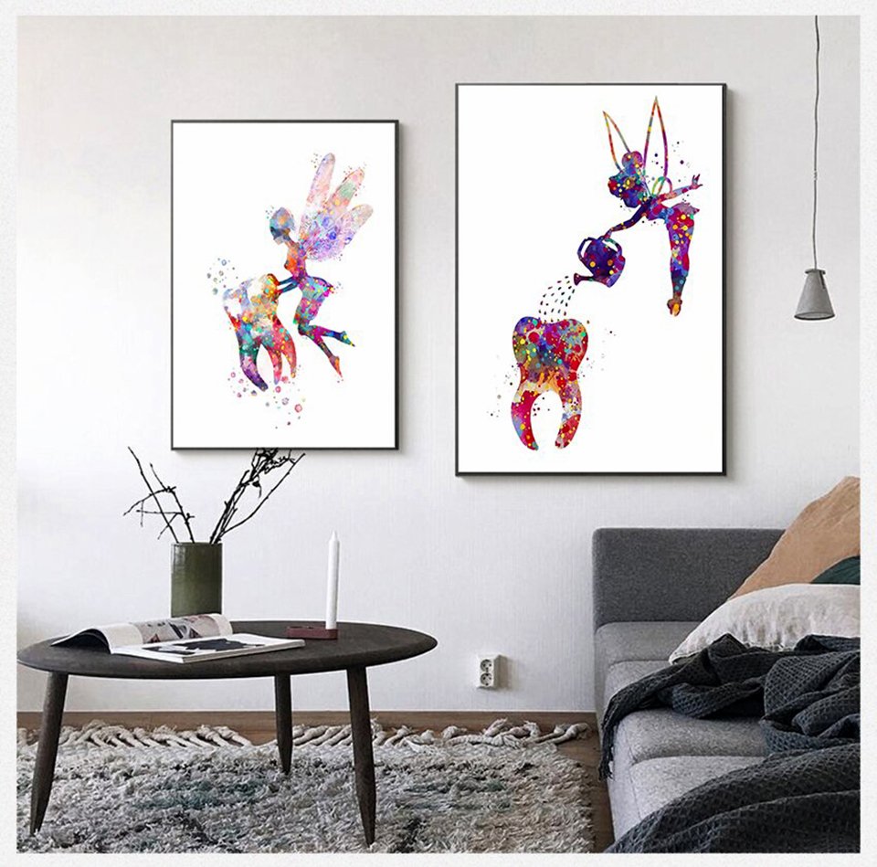 Chất liệu canvas mang đến cho bức tranh treo tường phòng khám nha khoa sự bền bỉ nhưng không kém phần sang trọng