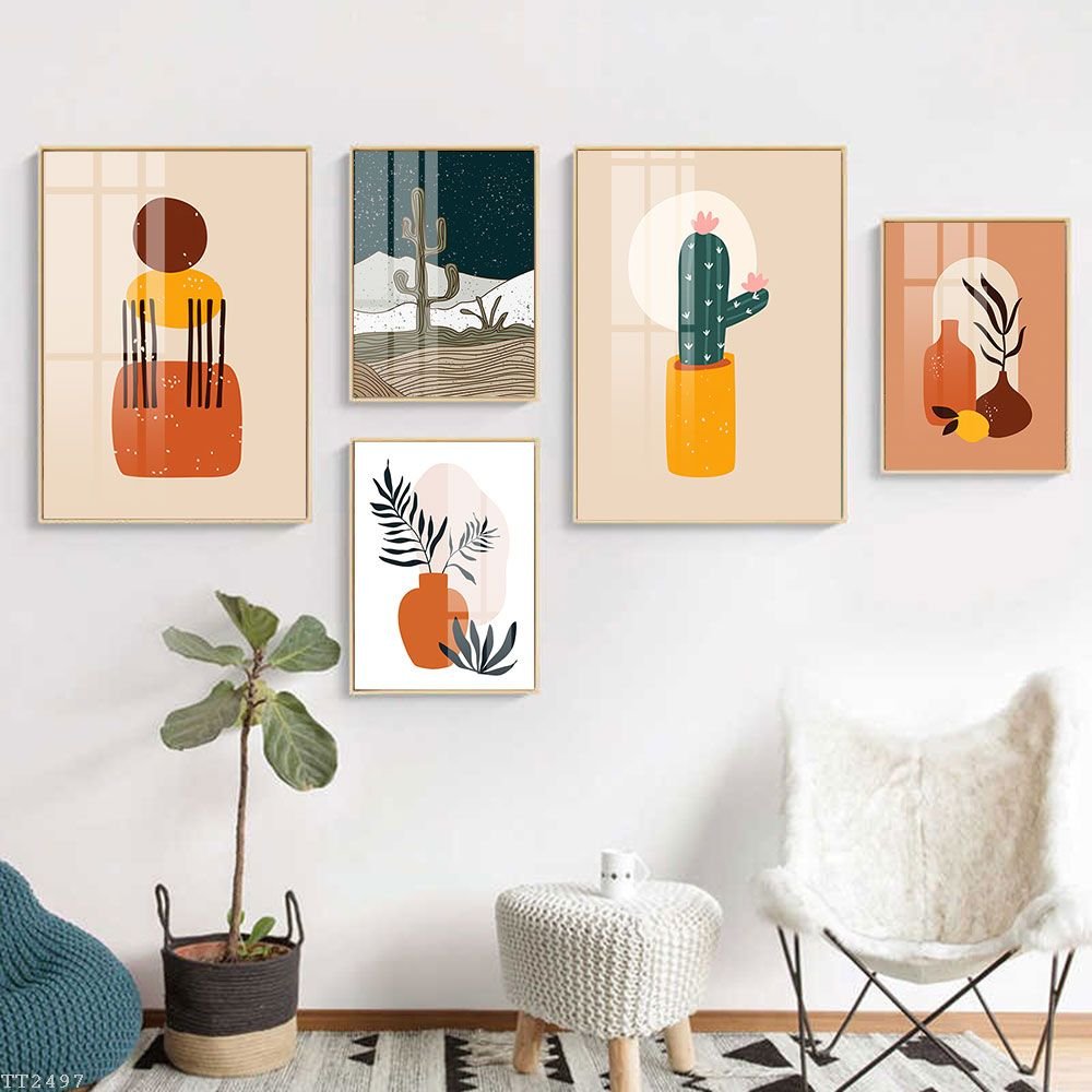 Tranh Treo Tường Nghệ Thuật Tối Giản Cây Xương Rồng