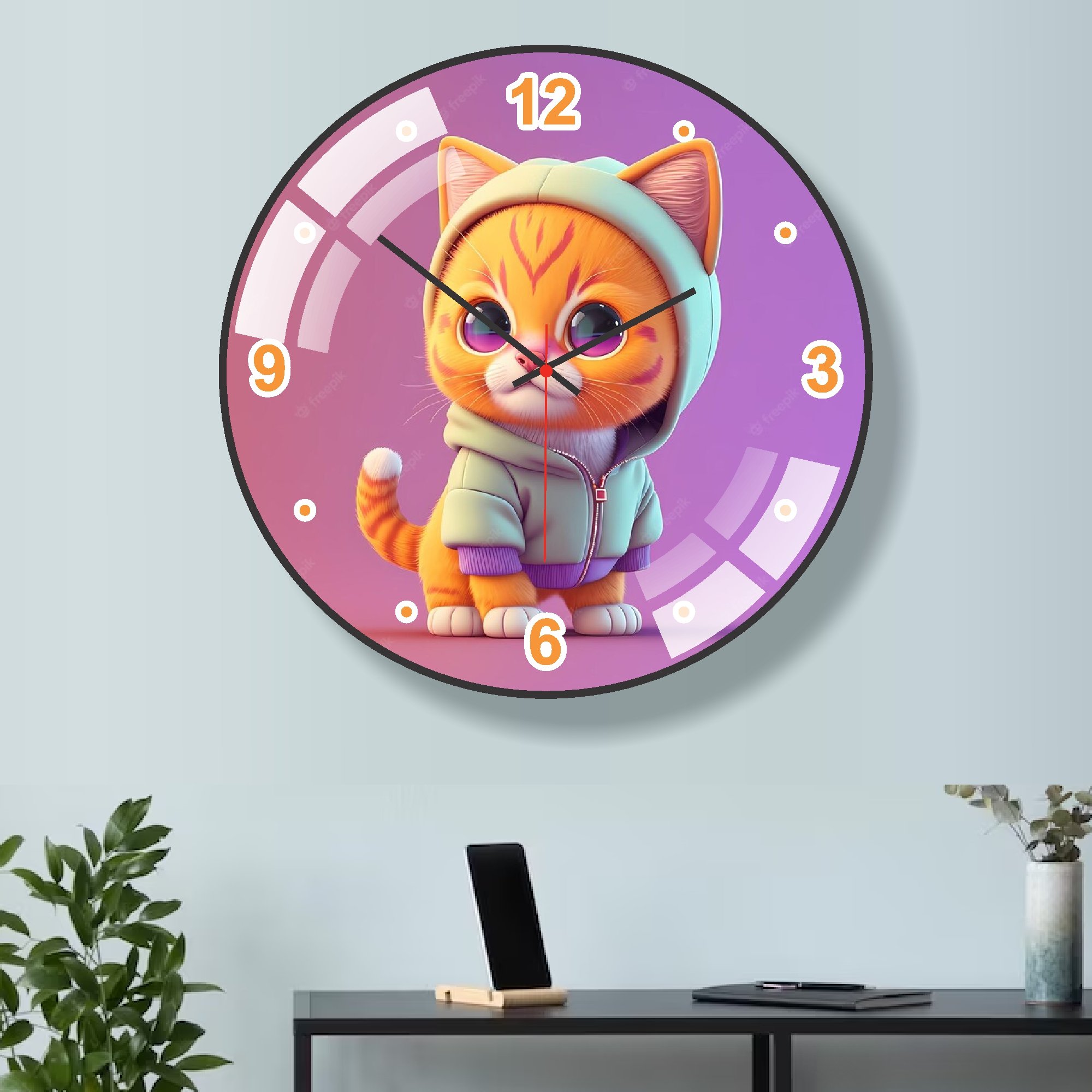 Mẫu Đồng hồ nhựa treo tường Hello Kitty dễ thương