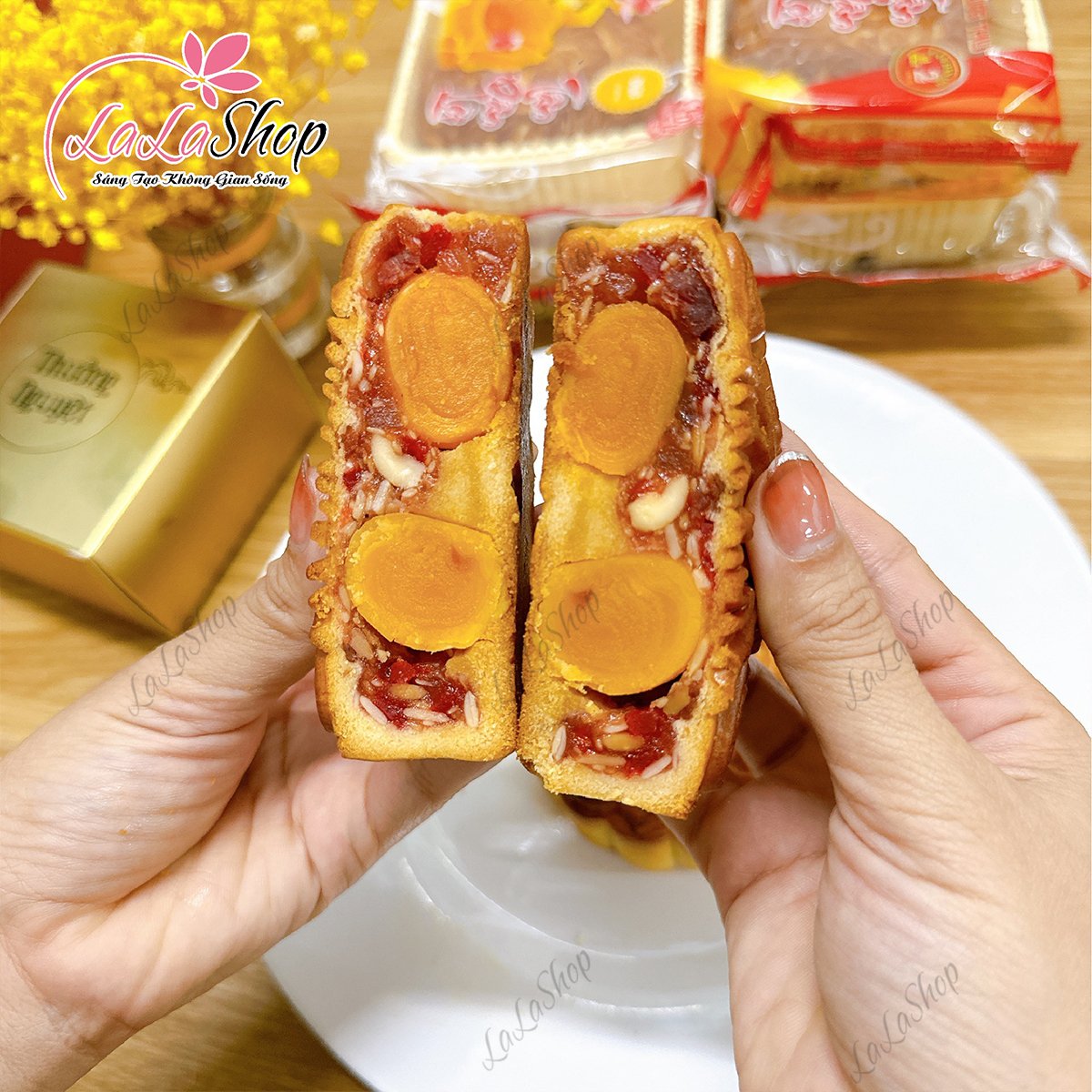 Bánh trung thu thập cẩm xá xíu 2 trứng 200G Bánh Tân Dân Lợi