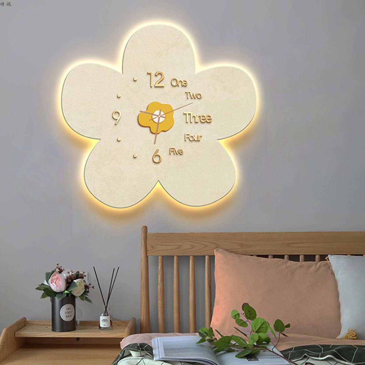 Tranh Đồng Hồ Đèn Led Tráng Gương Pha Lê Hoa Nghệ Thuật 10
