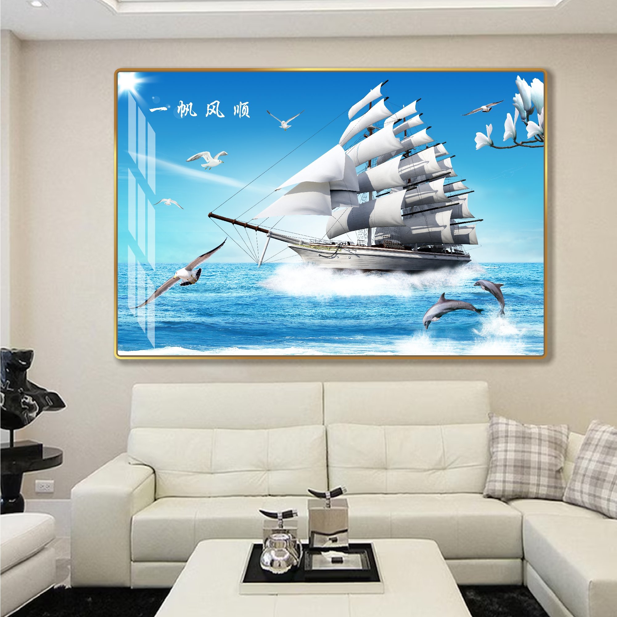 Tranh treo tường thuận buồm xuôi gió sơn thủy hữu tình 20