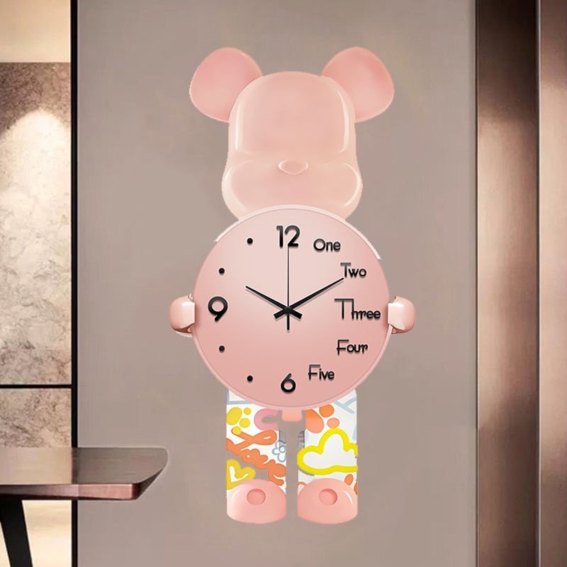 Tranh Đồng Hồ Treo Tường Nhân Vật Gấu Bearbrick Tráng Gương UV 05