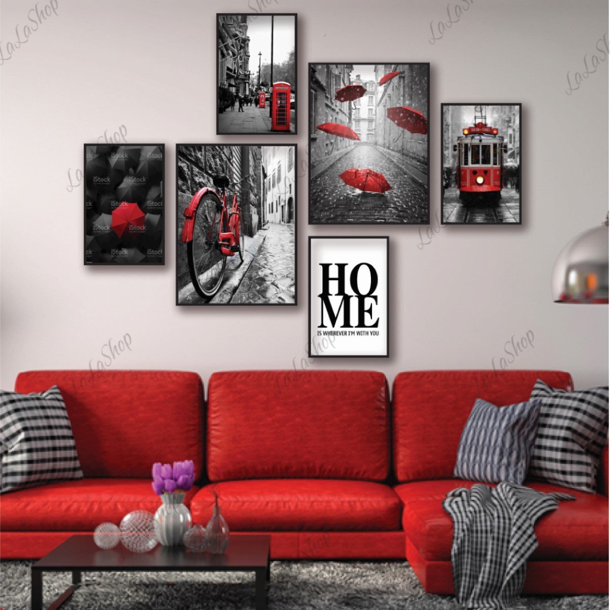 Set 6 Tranh Dán Tường Đường Phố Châu Âu Có Keo Sẵn