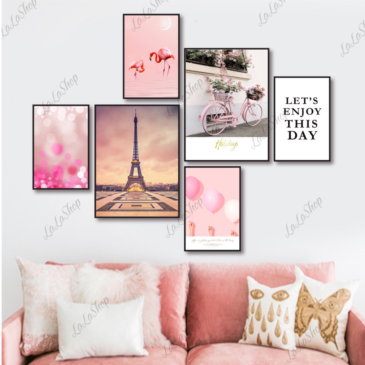 Set 6 Tranh Dán Tường Tháp Eiffel Có Keo Sẵn