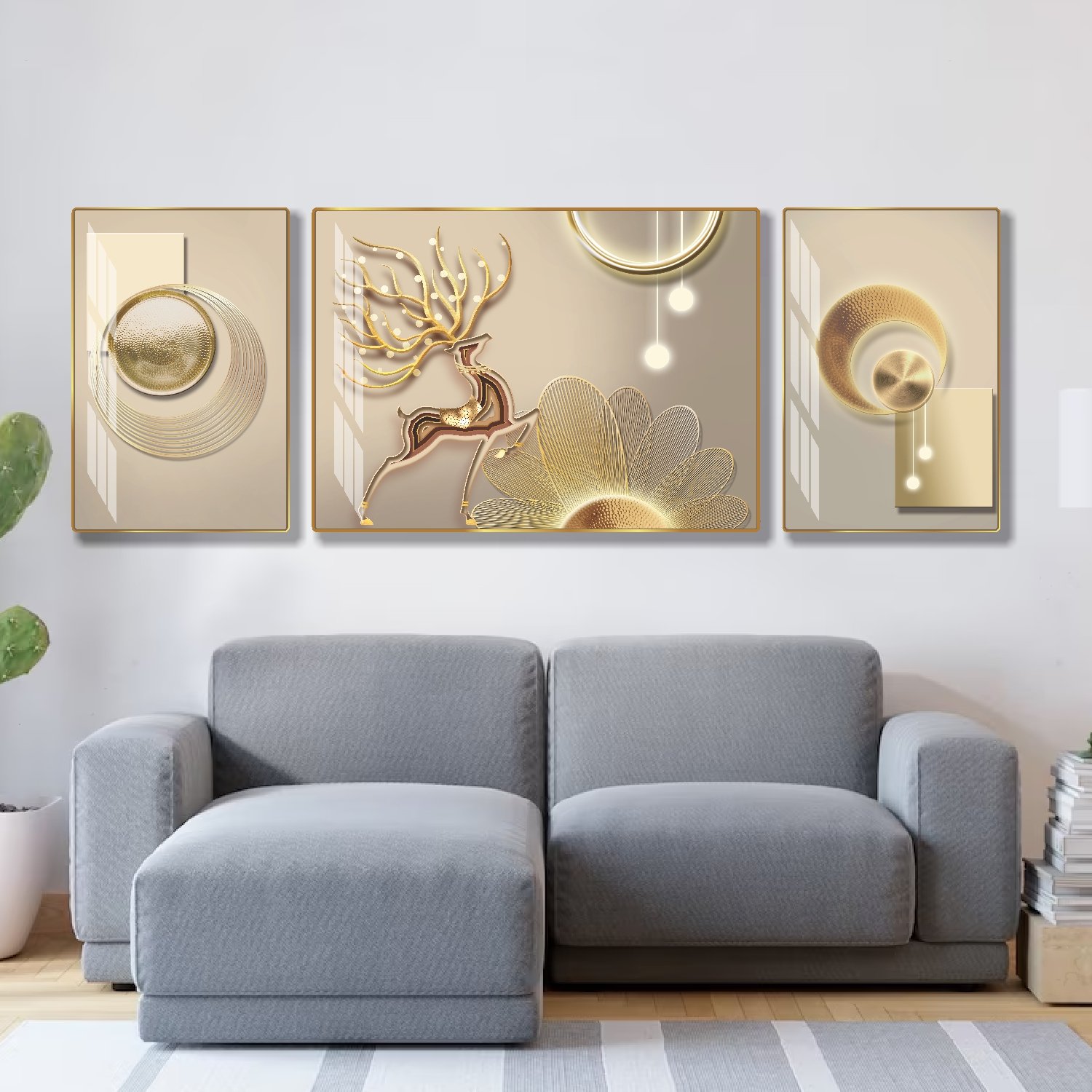 Tranh treo tường hươu nghệ thuật trừu tượng hiện đại mẫu 685