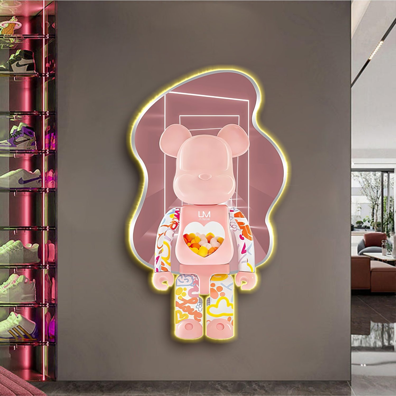 Tranh đèn LED tráng gương treo tường trang trí decor hiện đại