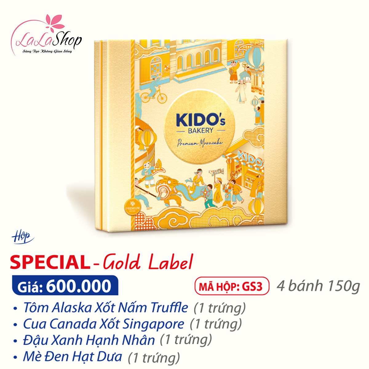 Hộp 4 bánh trung thu Kido cao cấp special - Gold Lable