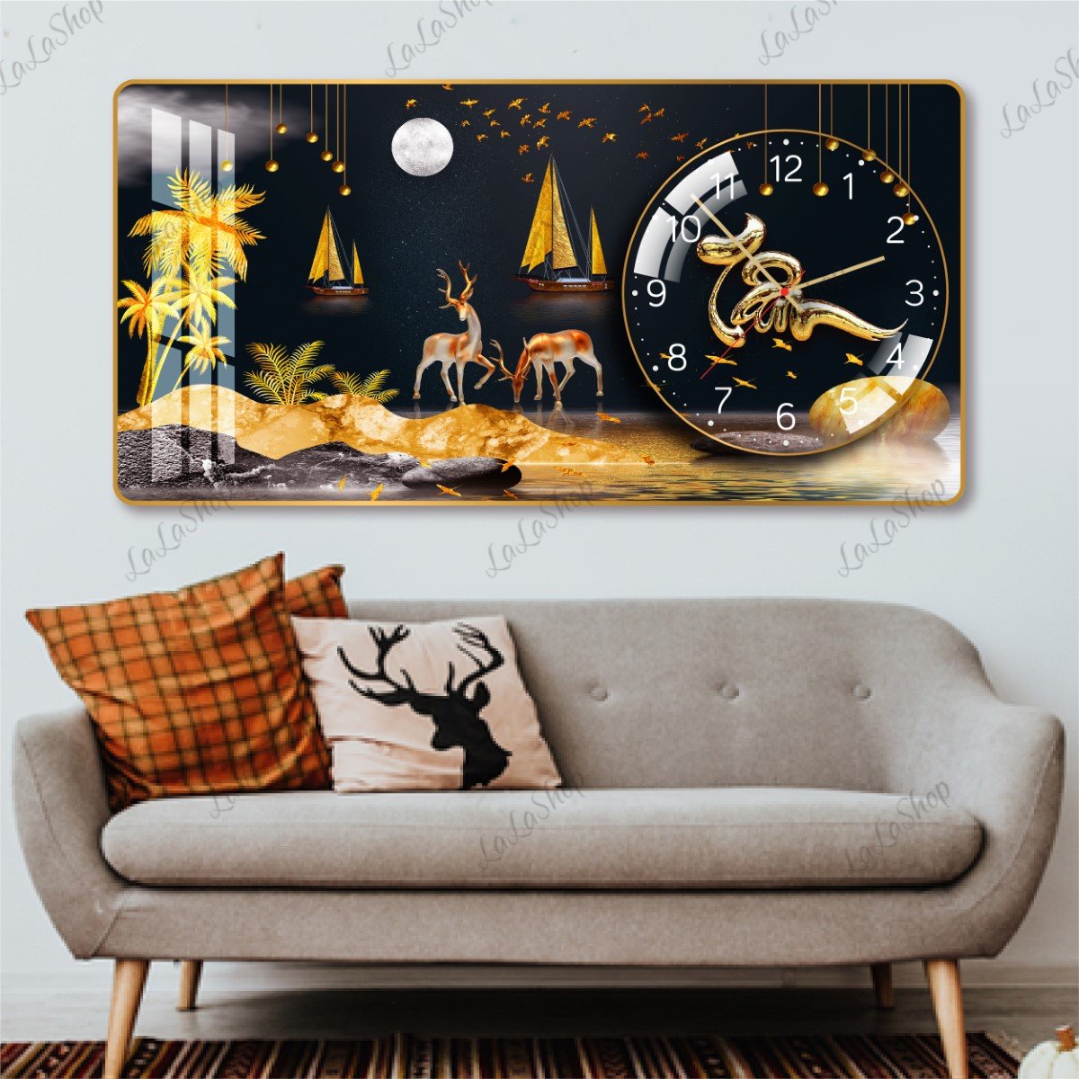 Tranh Đồng Hồ Nổi 3D Chữ Tân Hiên Đại