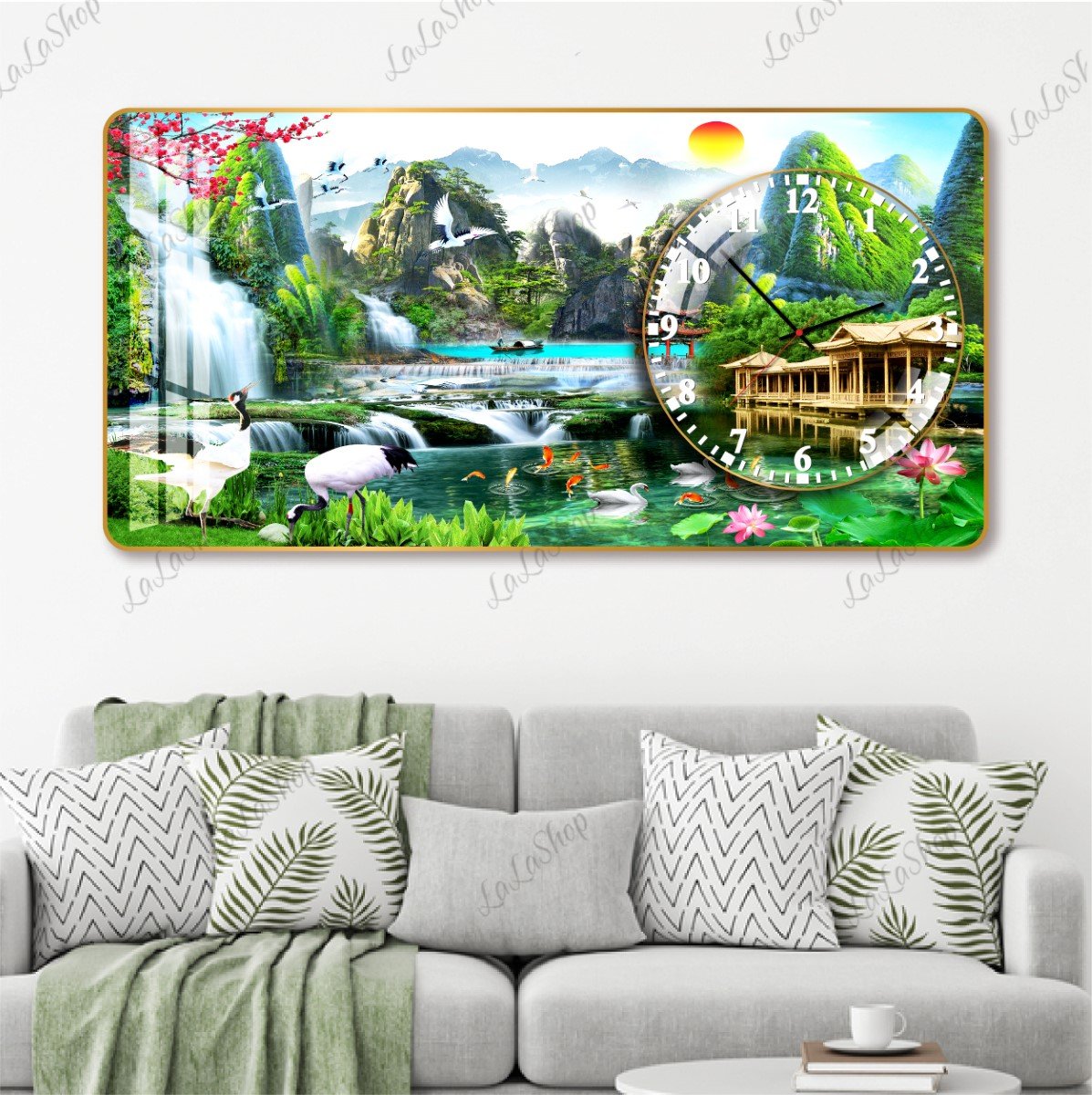 Tranh Đồng Hồ Nổi 3D Sơn Thủy Hữu Tình