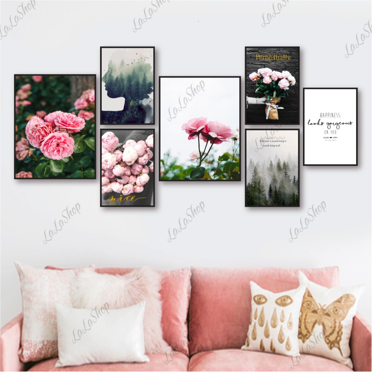 Set 7 Tranh Dán Tường Hoa Hồng Nghệ Thuật Có Keo Sẵn