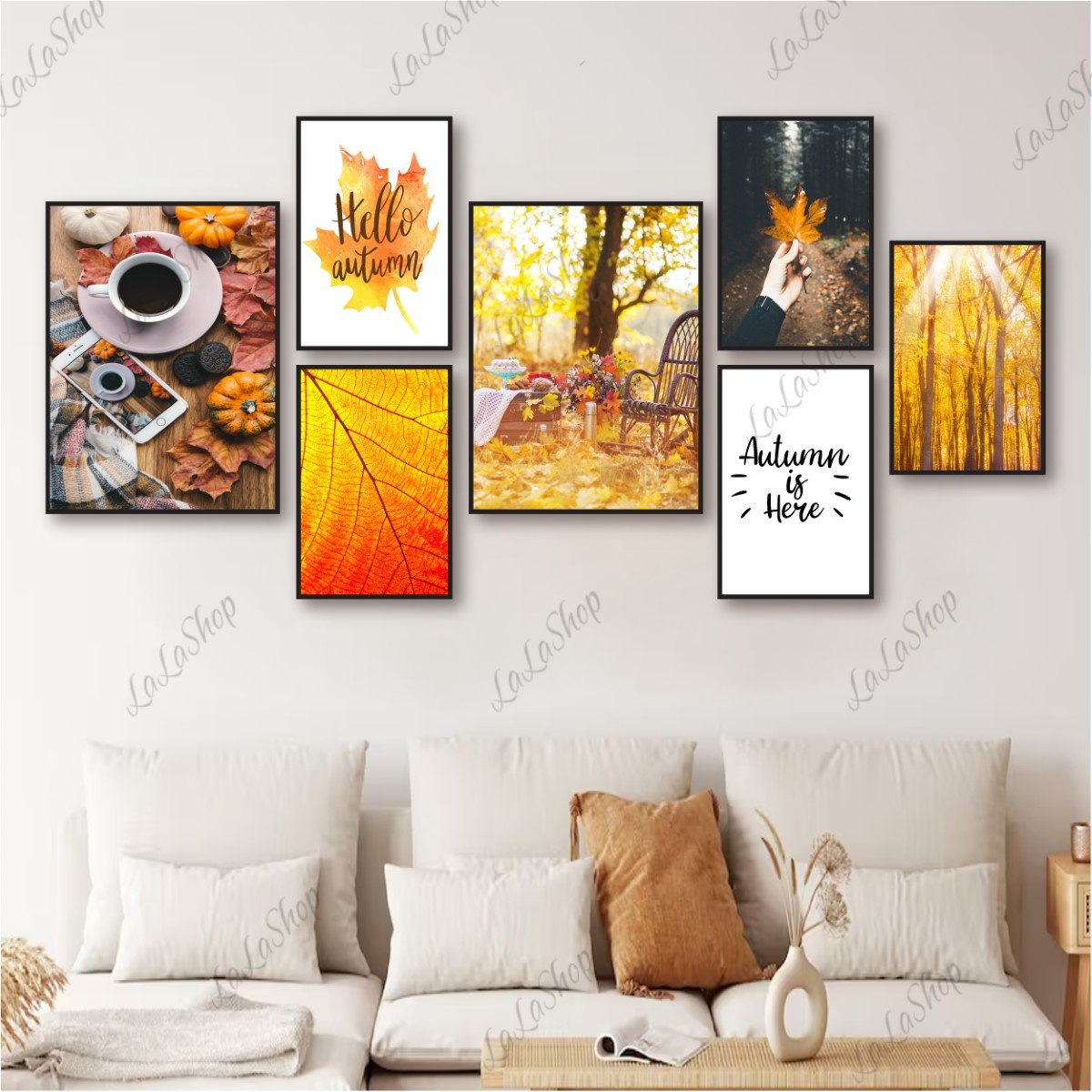 Set 7 Tranh Dán Tường Phong Cảnh Mùa Thu Có Keo Sẵn