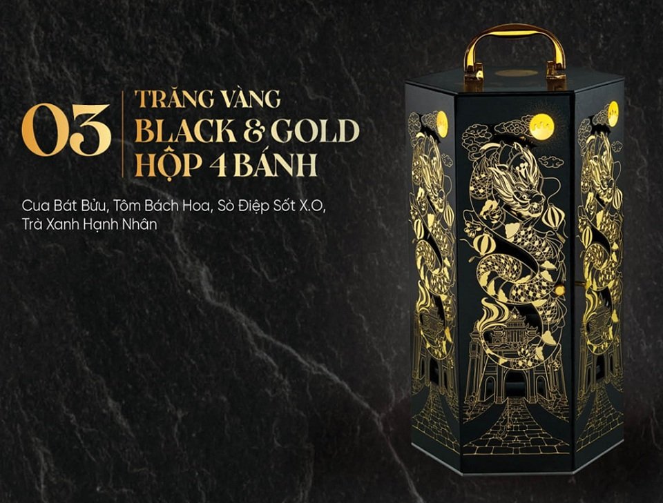 Bánh Trung Thu Kinh Đô Trăng Vàng Black And Gold Thượng Hạng Hộp 4 Bánh