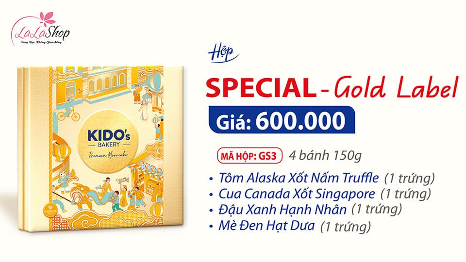 Hộp 4 Bánh Trung Thu Kido Cao Cấp Special - Gold Label