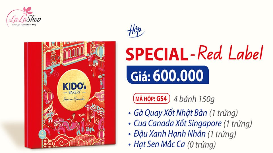 Hộp 4 Bánh Trung Thu Kido Cao Cấp Special - Red Label
