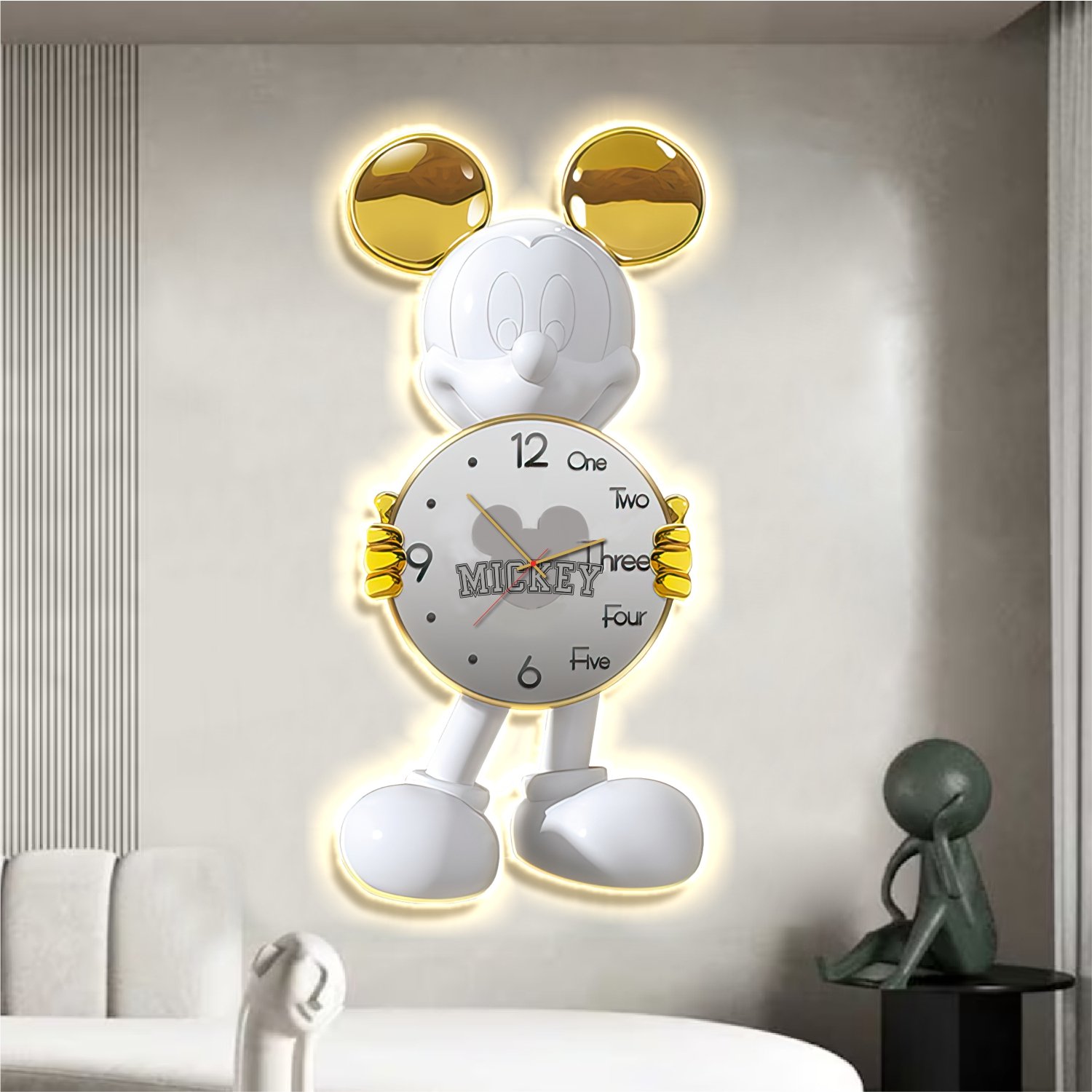Tranh treo tường có đèn chuột mickey kèm đồng hồ mẫu 207