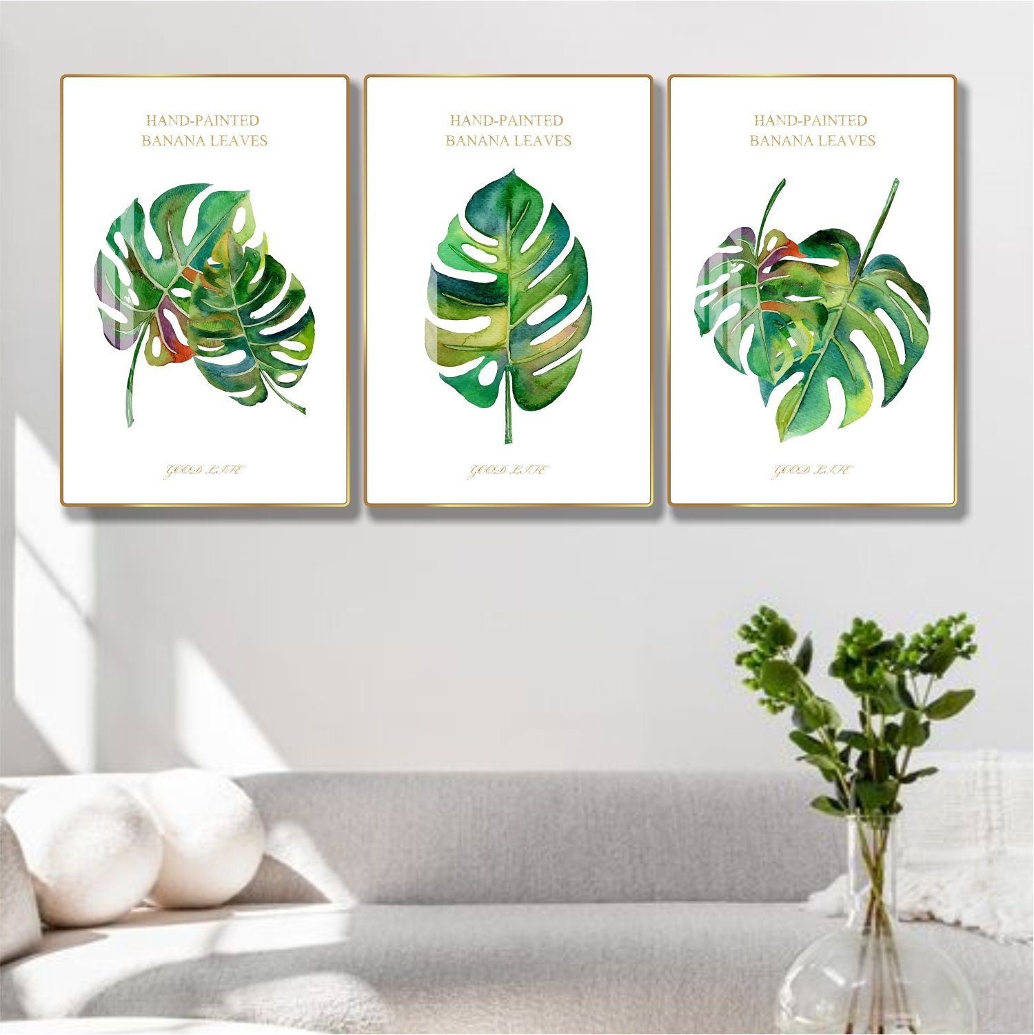 Tranh treo tường lá nghệ thuật tối giản tấm mẫu 851