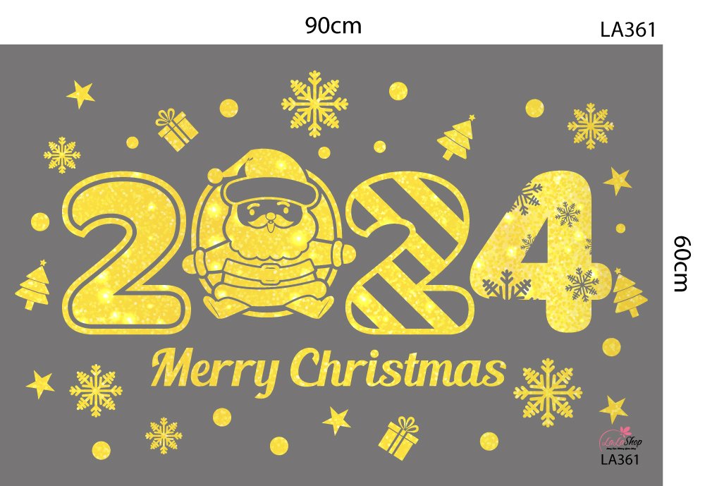Decal dán tường giáng sinh mừng năm mới 2024 Mery Christmas