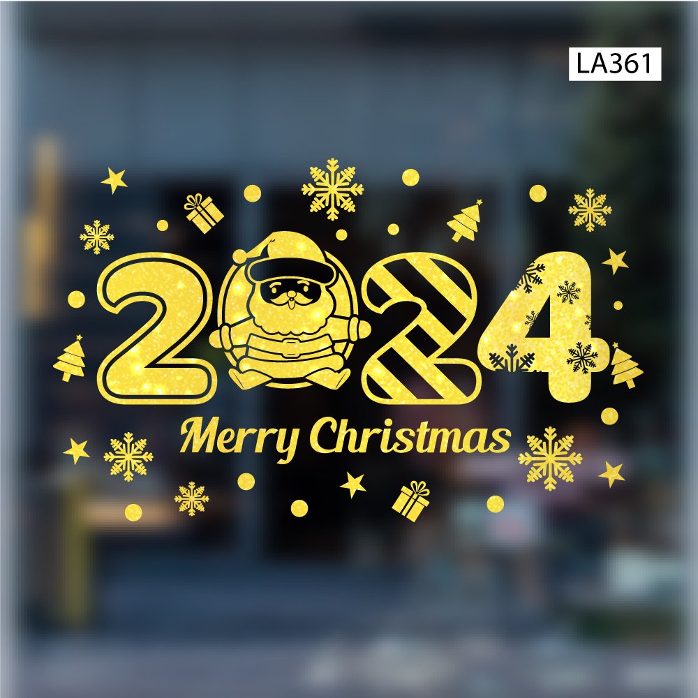 Decal dán tường giáng sinh mừng năm mới 2024 Mery Christmas