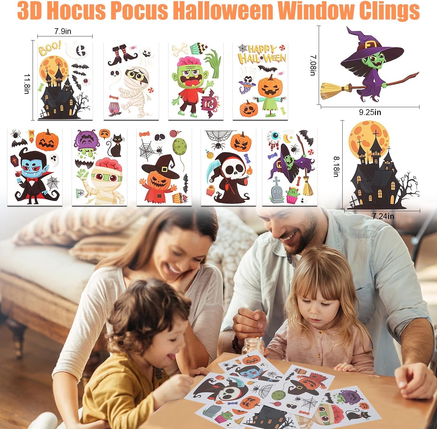 Combo 9 Tấm Decal Trang Trí Happy Halloween