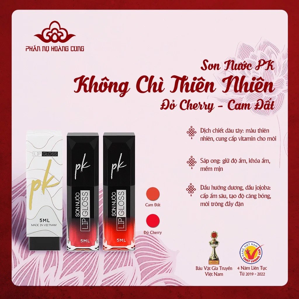 Son nước LipGloss PK màu cam đất