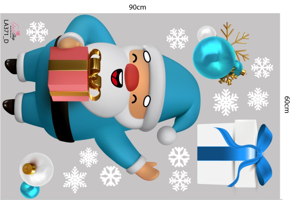 Combo Decal Trang Trí Noel Ông Già Noel Xanh Và Những Cây Thông 2024