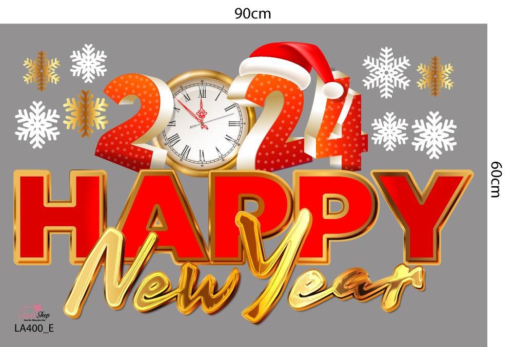 Combo Decal Trang Trí Noel Ngôi Nhà Và Cây Thông Vàng Mẫu 400