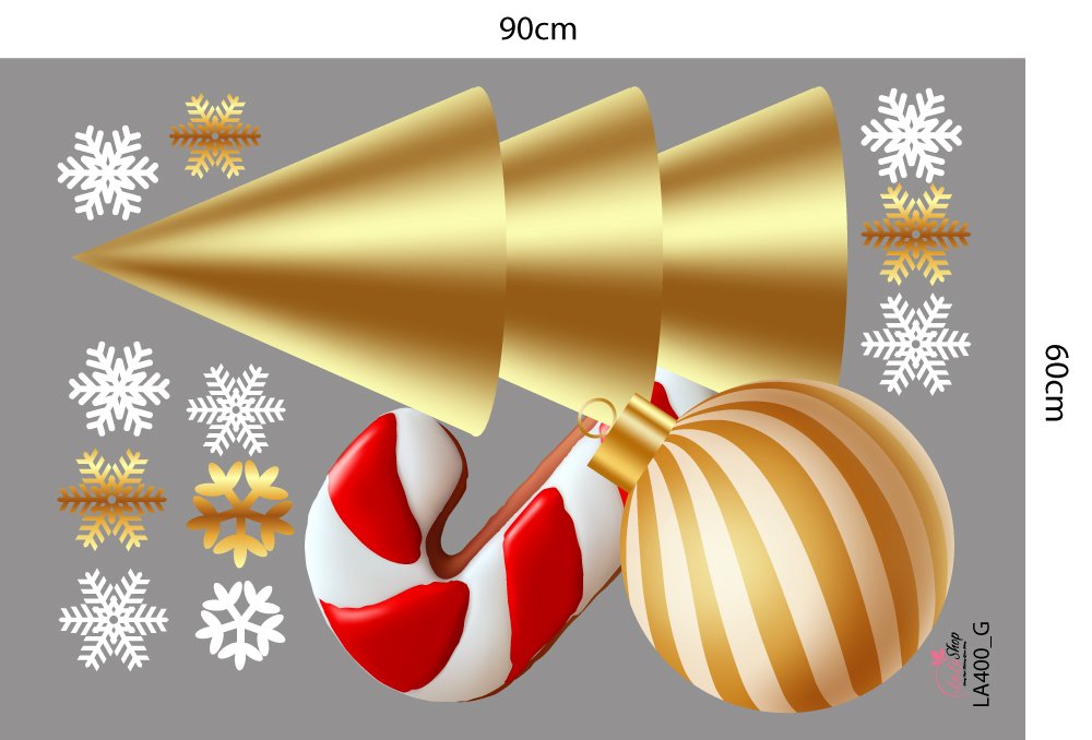 Combo Decal Trang Trí Noel Ngôi Nhà Và Cây Thông Vàng Mẫu 400