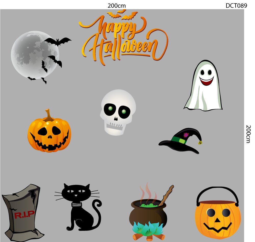 Decal trang trí Halloween combo lễ hội kinh dị