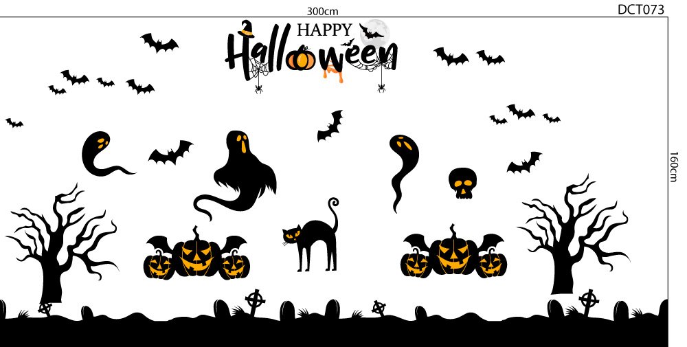 Decal trang trí Happy Halloween combo 2