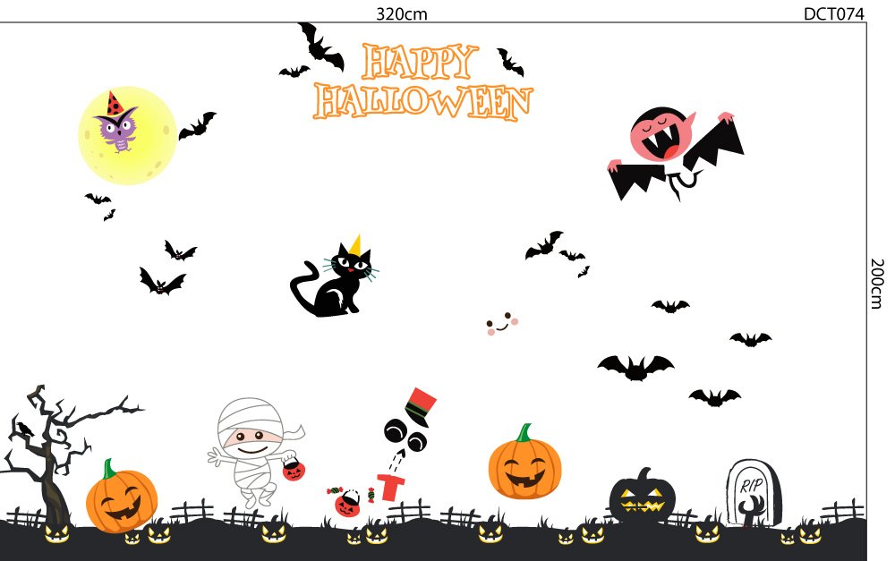 Decal trang trí Happy Halloween combo 3