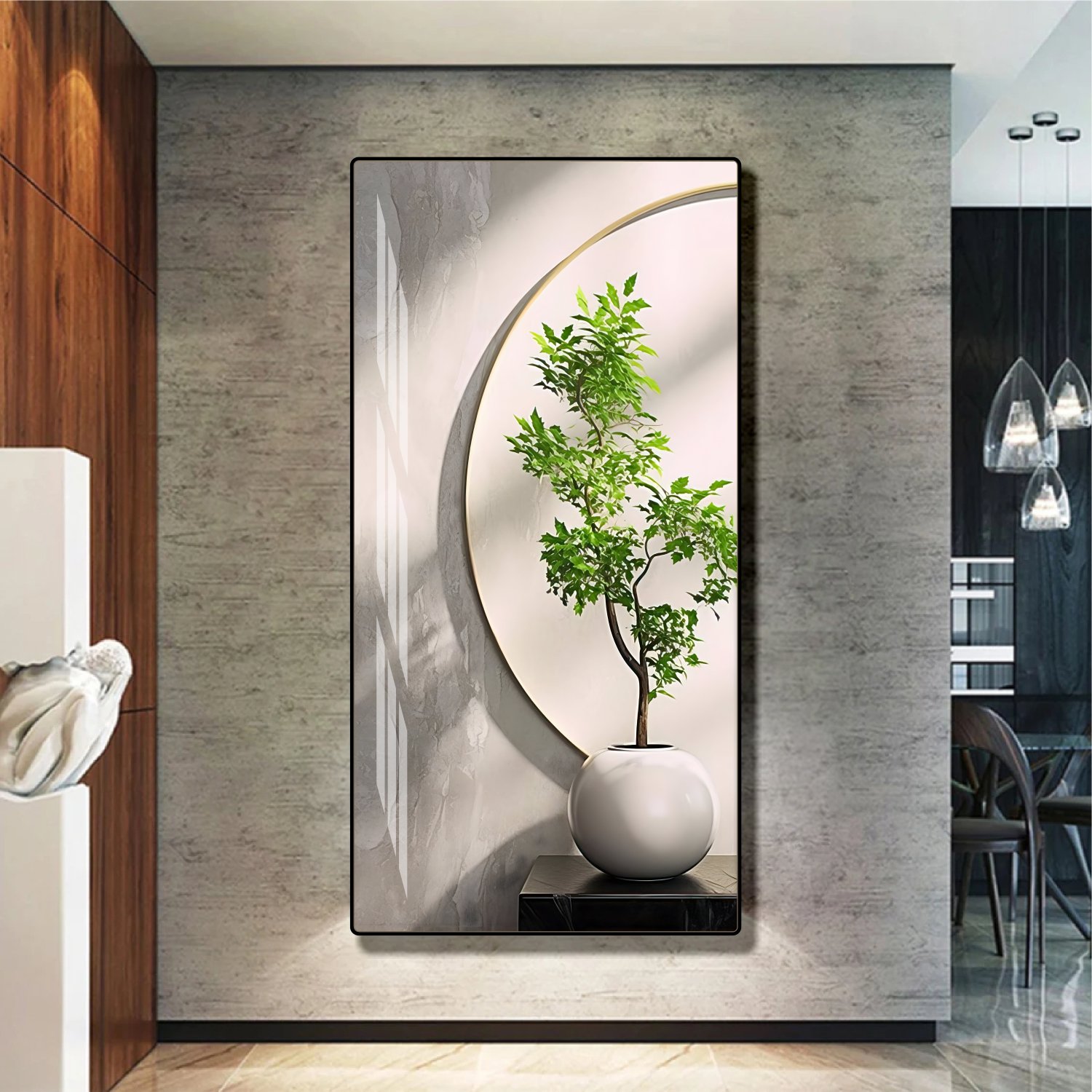 Tranh treo tường b&igrave;nh hoa nghệ thuật tối giản mẫu 865