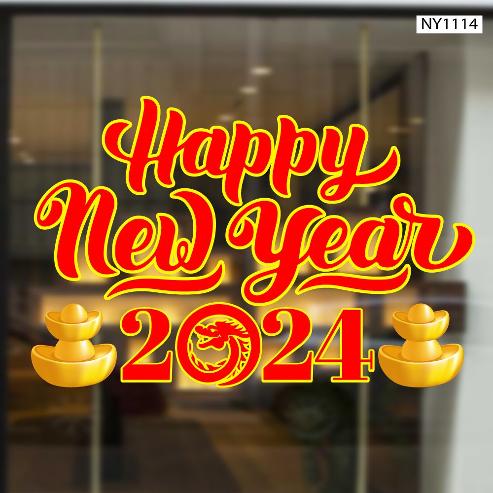 Decal Trang Trí Tết Happy New Year 2024 Mẫu 5
