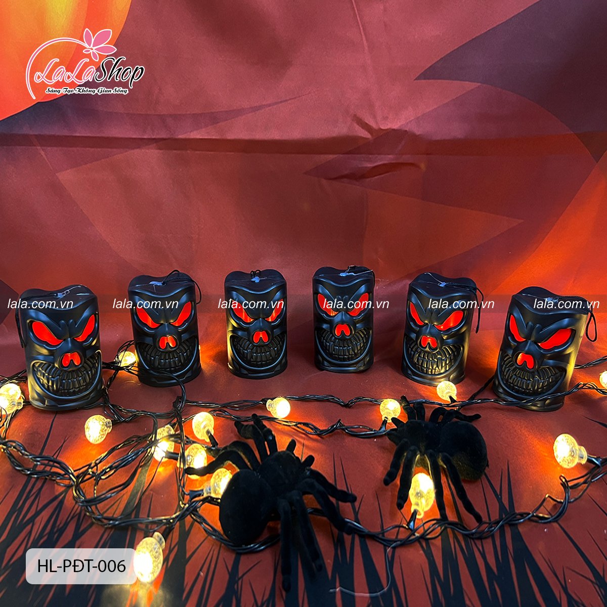 Set 5 đồ treo trang trí Halloween Ngọn Nến Ma Quái Màu Đen