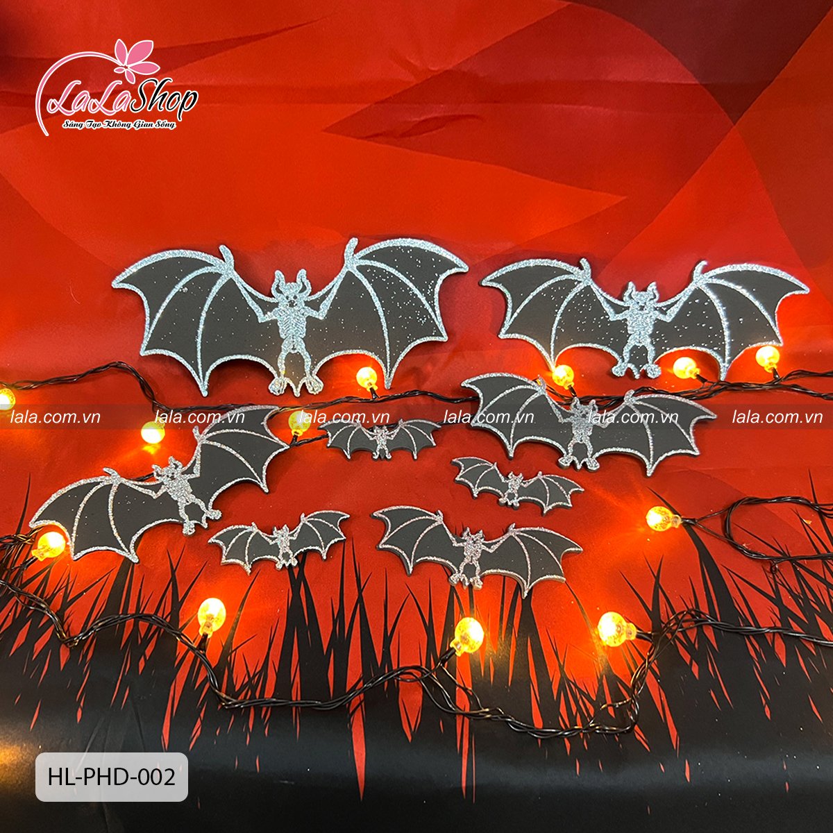 Hình Dán Trang Trí Halloween Dơi Xương Trắng không kèm keo dán