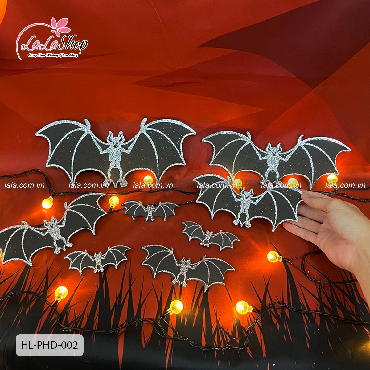 Hình Dán Trang Trí Halloween Dơi Xương Trắng