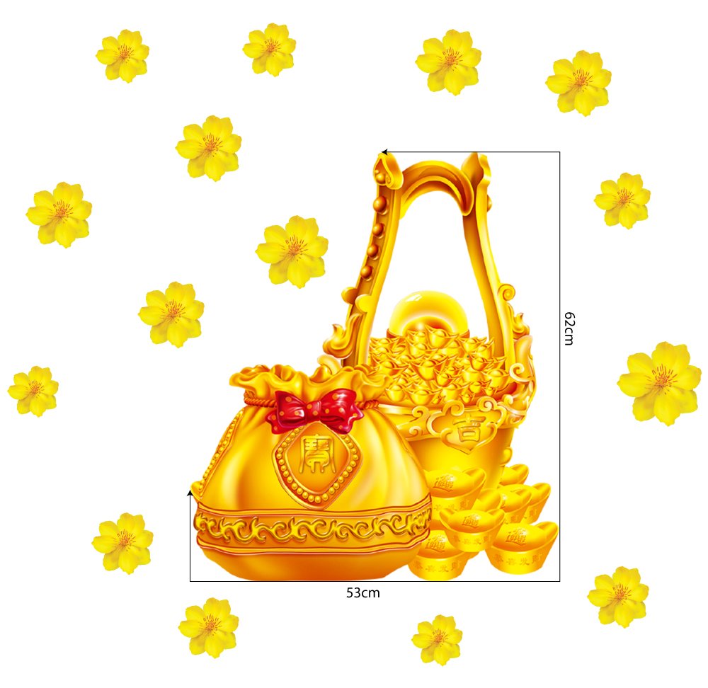 Decal Trang Trí Tết Túi Tiền Vàng Mẫu 3