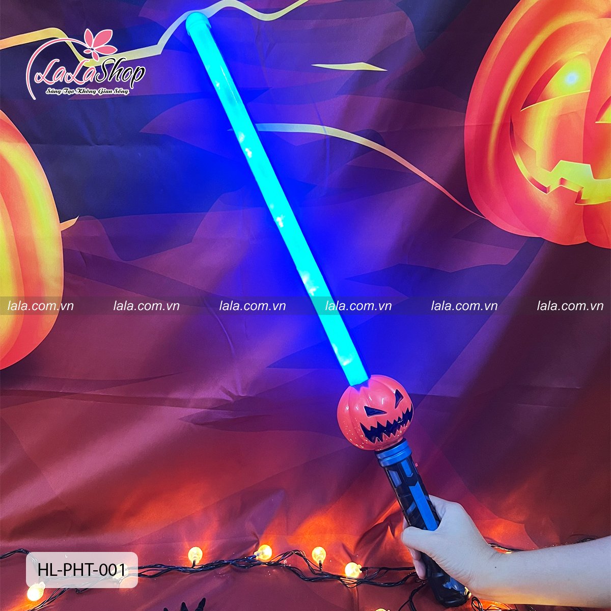 Phụ Kiện Trang Trí Halloween Kiếm Bí Ngô Xanh Có Đèn