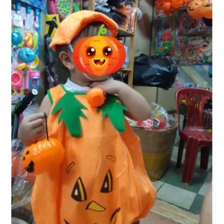 Phụ Kiện Hóa Trang Halloween bộ bí ngô kèm nón vải nhung đáng yêu cho bé