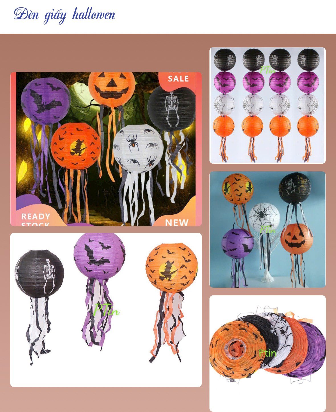 Phụ Kiện Treo Trang Trí Halloween Lồng Đèn Bí Ngô Nhiều Màu