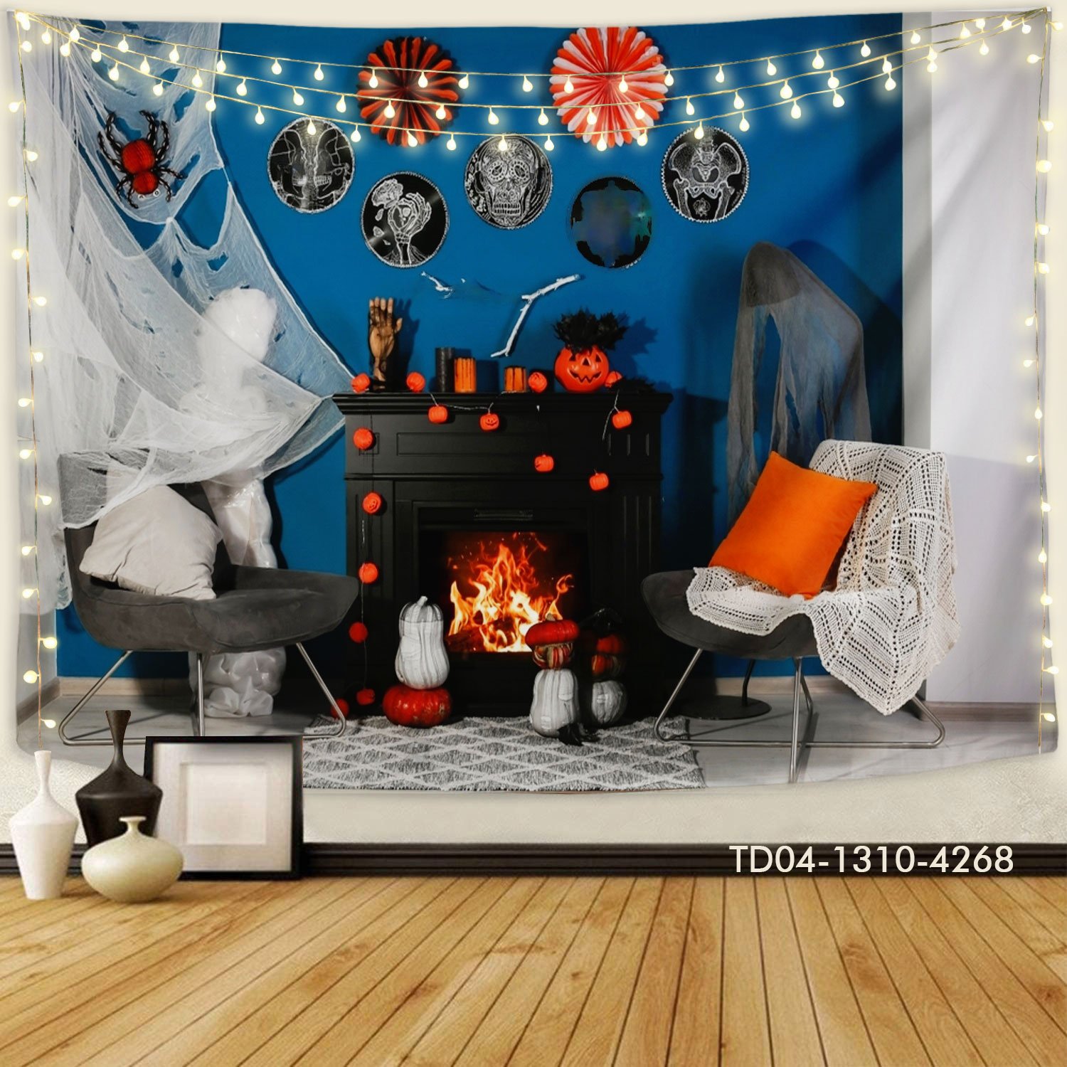 Tranh Vải Halloween Treo Tường Lò Sưởi Ma Quái